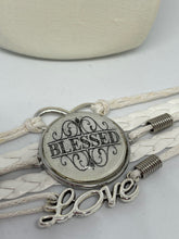 Load image into Gallery viewer, Bracelet_White Leather Bracelet | &quot;Blessed&quot; | SweetJeanette™
